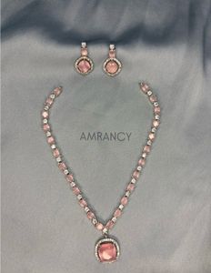 Pink American Diamond Jewellery Set