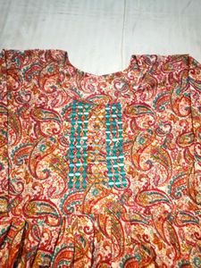 Beautiful Print Floral Cotton Anarkali Suit Set