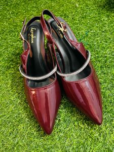 Burgundy Heeled Slingbacks
