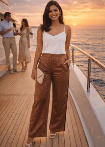 M&amp;S Brown Satin Palazzo Luxe ✨🔥