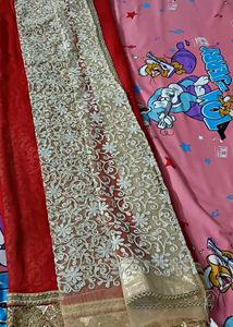 Red &amp; Gold Like Embellished Sari