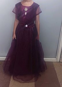 Girls' Sparkly Plum Dress