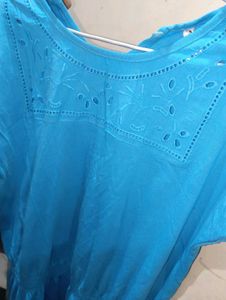 Blue Embroidered Summer Dress