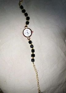 &#34;Midnight Aura: Watch with Beads ( Black Muse)