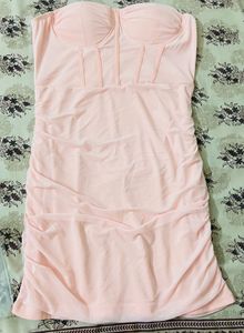 Pink Ruched Bodycon Mini Dress