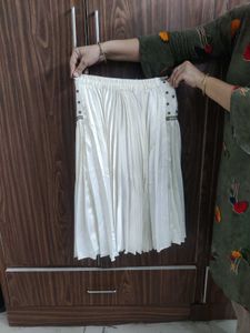 Ivory Pleated Mini Skirt