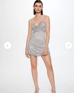 MANGO Knitted Cowl Neck Dress