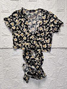 Shein Floral Wrap Crop Top