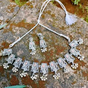 Oxidized Silver Necklace Set