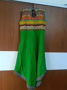 Green Ethnic Pure Cotton Kurti