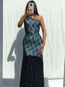 Lace One-Shoulder Maxi Dress