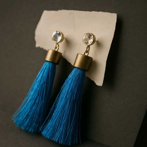 White Stoned Blue Earrings
