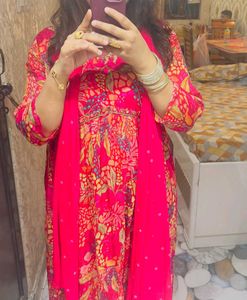 Elegant Pink Printed Kurta Set