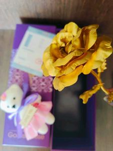 24k Gold Rose &amp; Taddy Bear