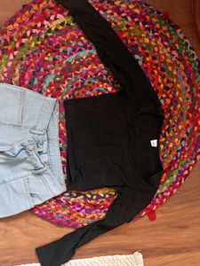 XS Black Square Neck Crop Top