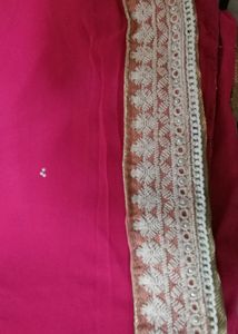 Beautiful Embroidery Saree With Designer Blouse