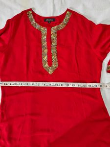 Red Sequin Embroidery Tunic