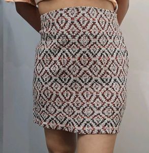 Patterned Mini Skirt