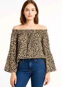 Leopard Print Off-Shoulder Top