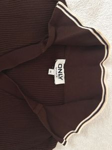 ONLY Brown Ribbed Knit Top