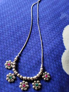 Silver Tone Floral Necklace