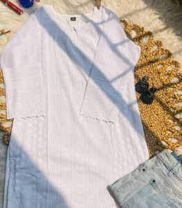 White CHIKANKARI KURTA