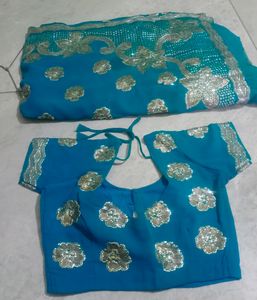 Heavy Fully  Work Blue Color Saree
