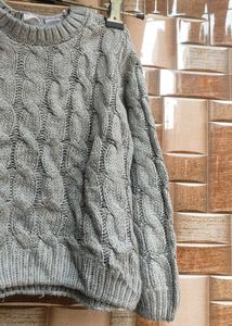 Cozy Grey Cable Knit Sweater