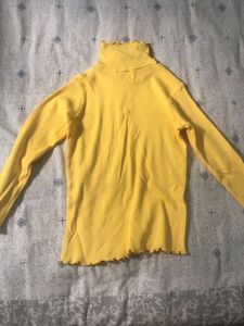 Yellow Ruffle Turtleneck Top