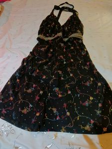 Y2K Black Halter Backless Dress