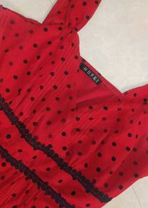 2 Combo Red Polka Dot Top &amp; Dress Set