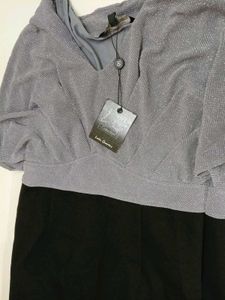 Chic Grey &amp; Black Herringbone Formal Dress