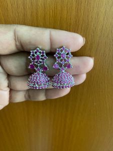 Pink Ad Stone Jhumka