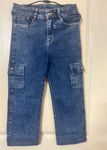 Blue Denim Cargo Jeans