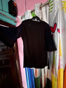 Black Lace Sleeve Top