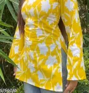 Yellow Floral Print Kurti