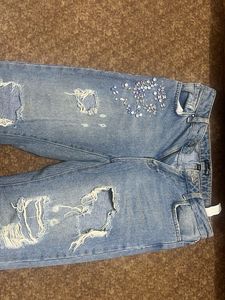 Ripped &amp; Bejeweled Denim Jeans