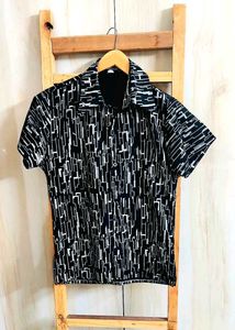 Black Printed Cotton Shirt Si,e-34-36