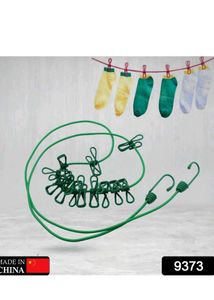 Clothes Hanging 2 Hook Drying Rope 12 Clips Portab