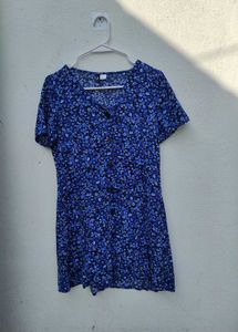 H&amp;M Blue Front Button Dress Size 8
