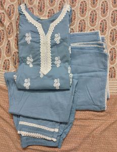 Embroidered Kurta Set With Dupatta