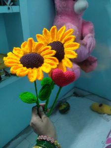 Crochet Sunflower stick