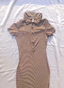 Brand New (Newme) Solid Slit Ribbed Dress