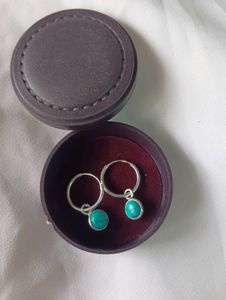 Pure silver Turquoise Hoop