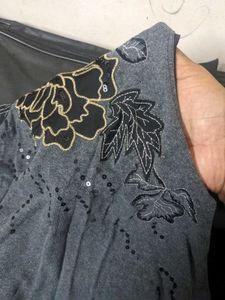 Elegant Embellished Grey Top