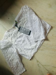 White Lace Puff Sleeve Top