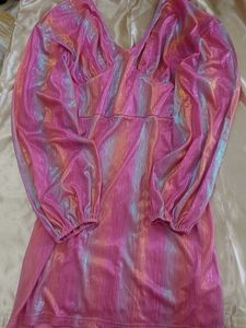Iridescent Pink Long Sleeve Dress