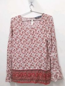 Floral Print Bell Sleeve Top