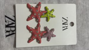 Zara Brand New Metallic Studded Star Earrings 4 NY
