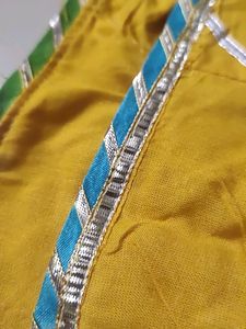 Yellow Rayon Skirt Full Length With Gota Patti Wor